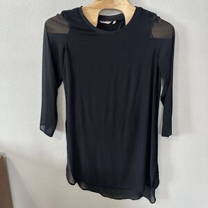 Soft Surroundings Size Large Jennifer Tunic‎ Top Black Sheer Layered Long Sleeve